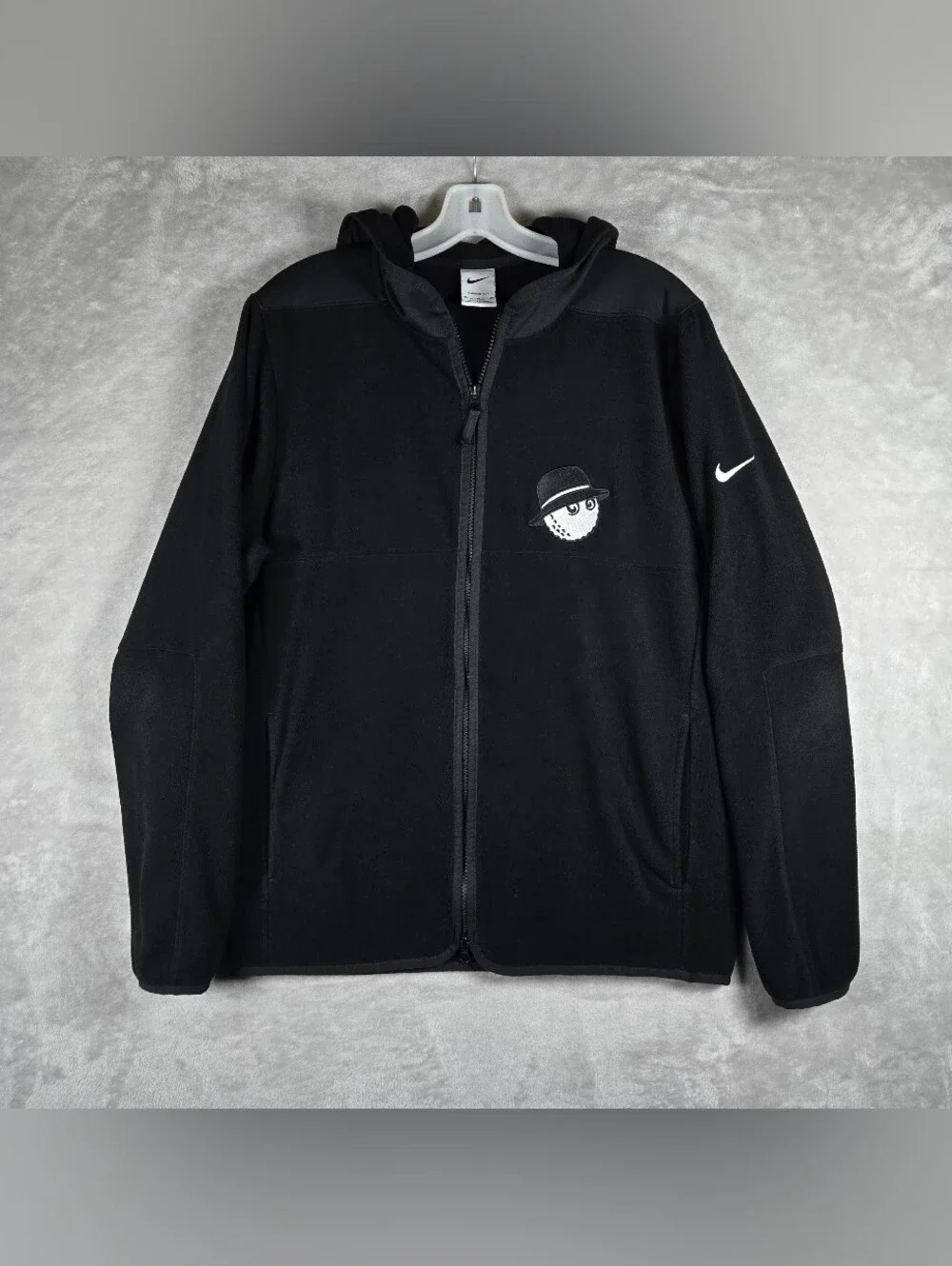 Malbon x Nike Fleece Full Zip Jacket Mens Size Medium Hooded Black Golf Ball
